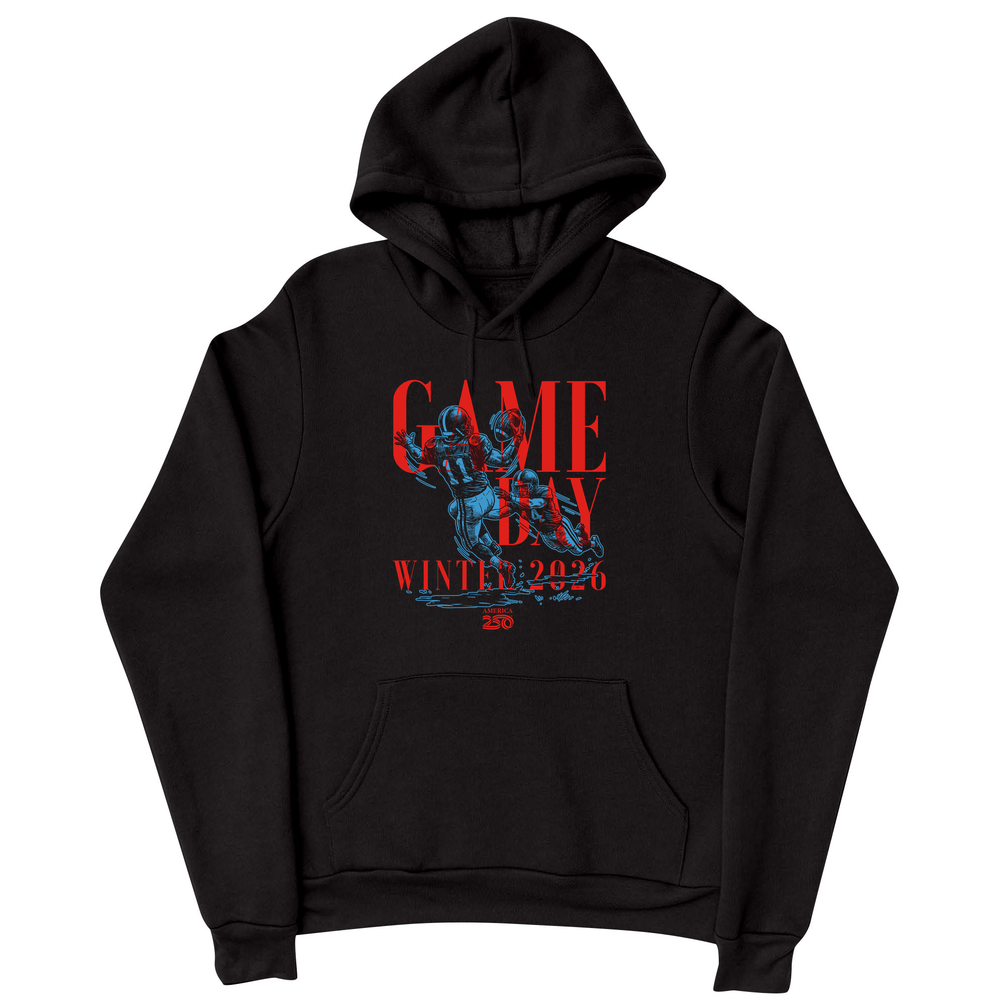 America 250 | Game Day Outline BLU Midweight Hoodie Sweatshirt