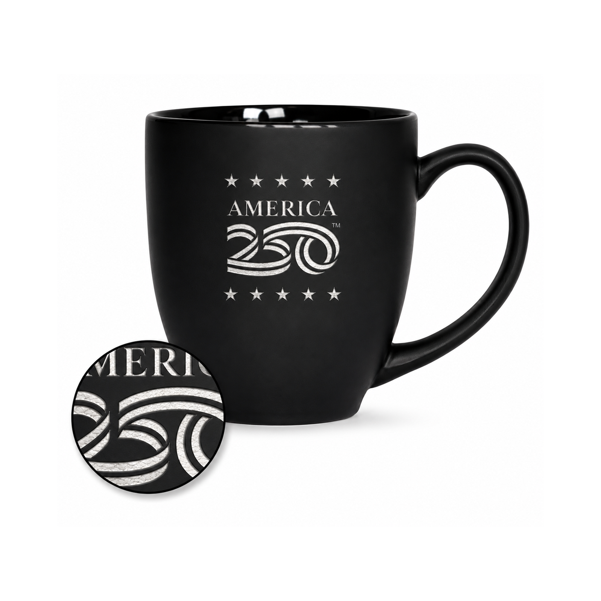 Official America250 15 oz Laser Engraved Ceramic Bistro Mug