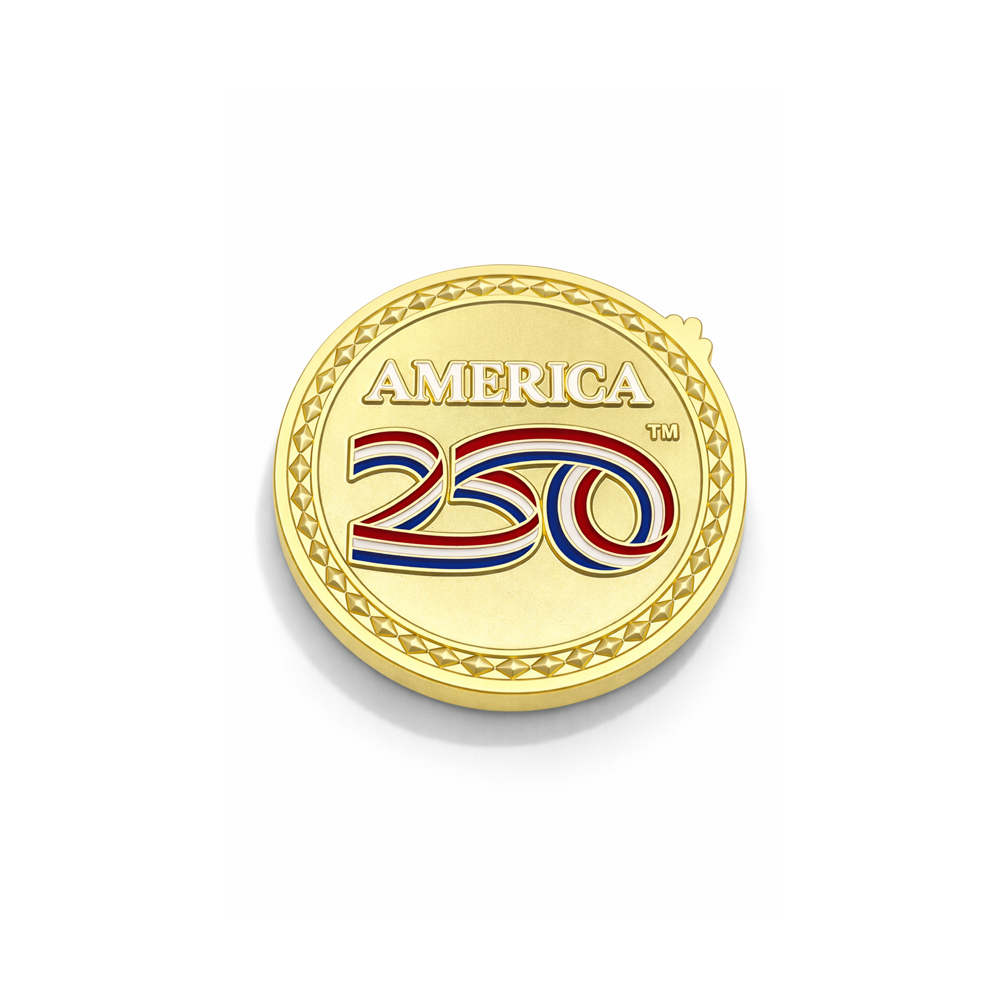 America250™ Gold-Plated Premium Coin with Rubies, Sapphires, and Diamonds