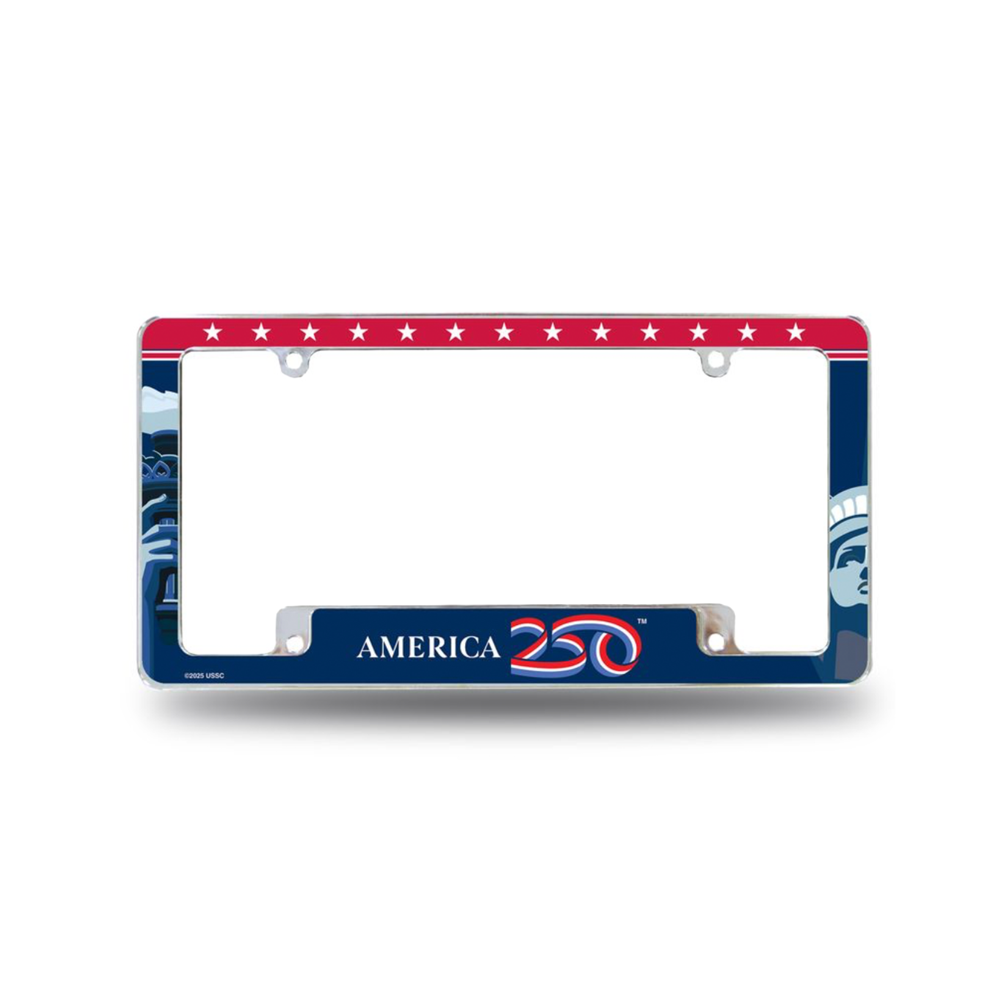 Official America250 Chrome License Plate Frame