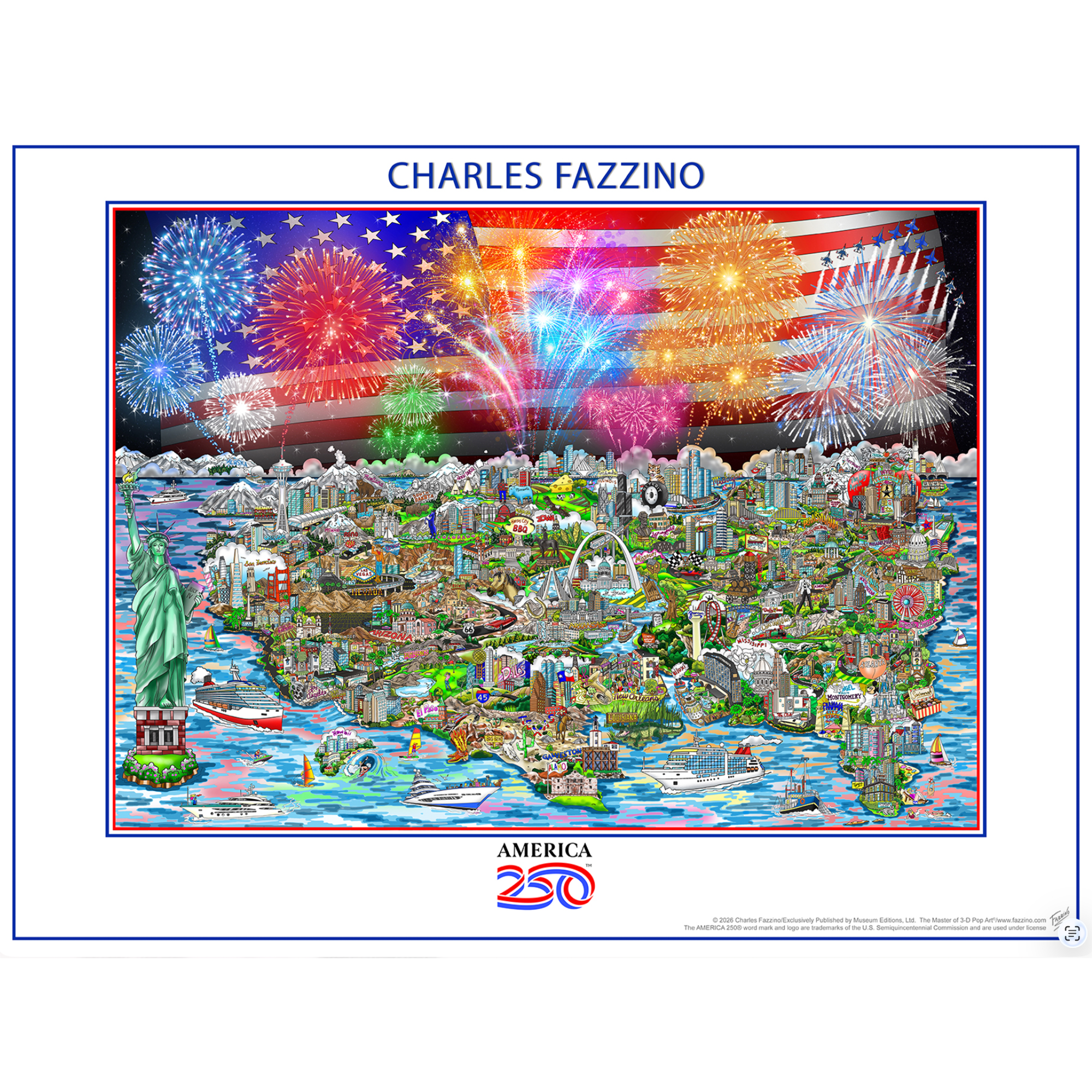 Official America250 Charles Fazzino Poster