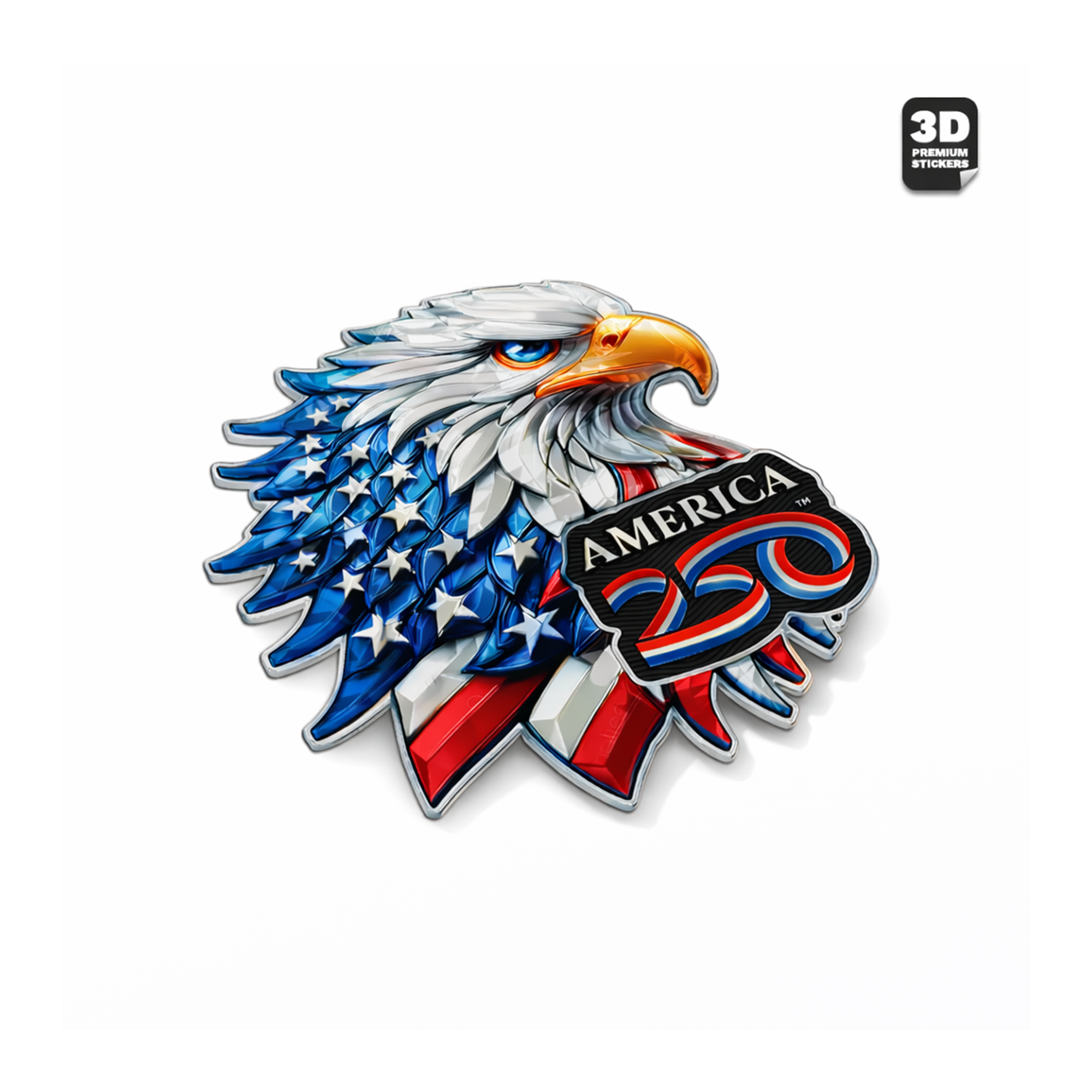 America250™ Bald Eagle 3D Sticker