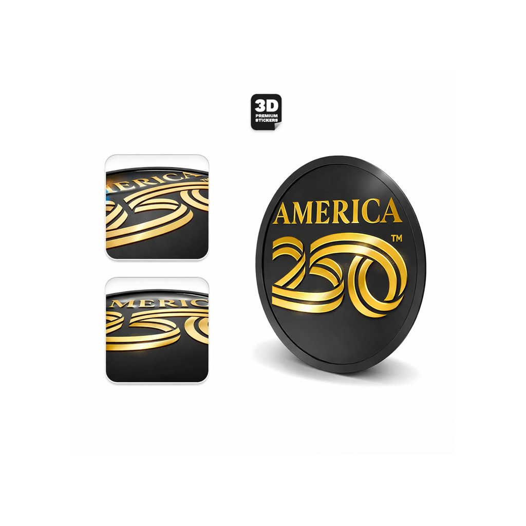 America250 Black and Gold 3D Sticker