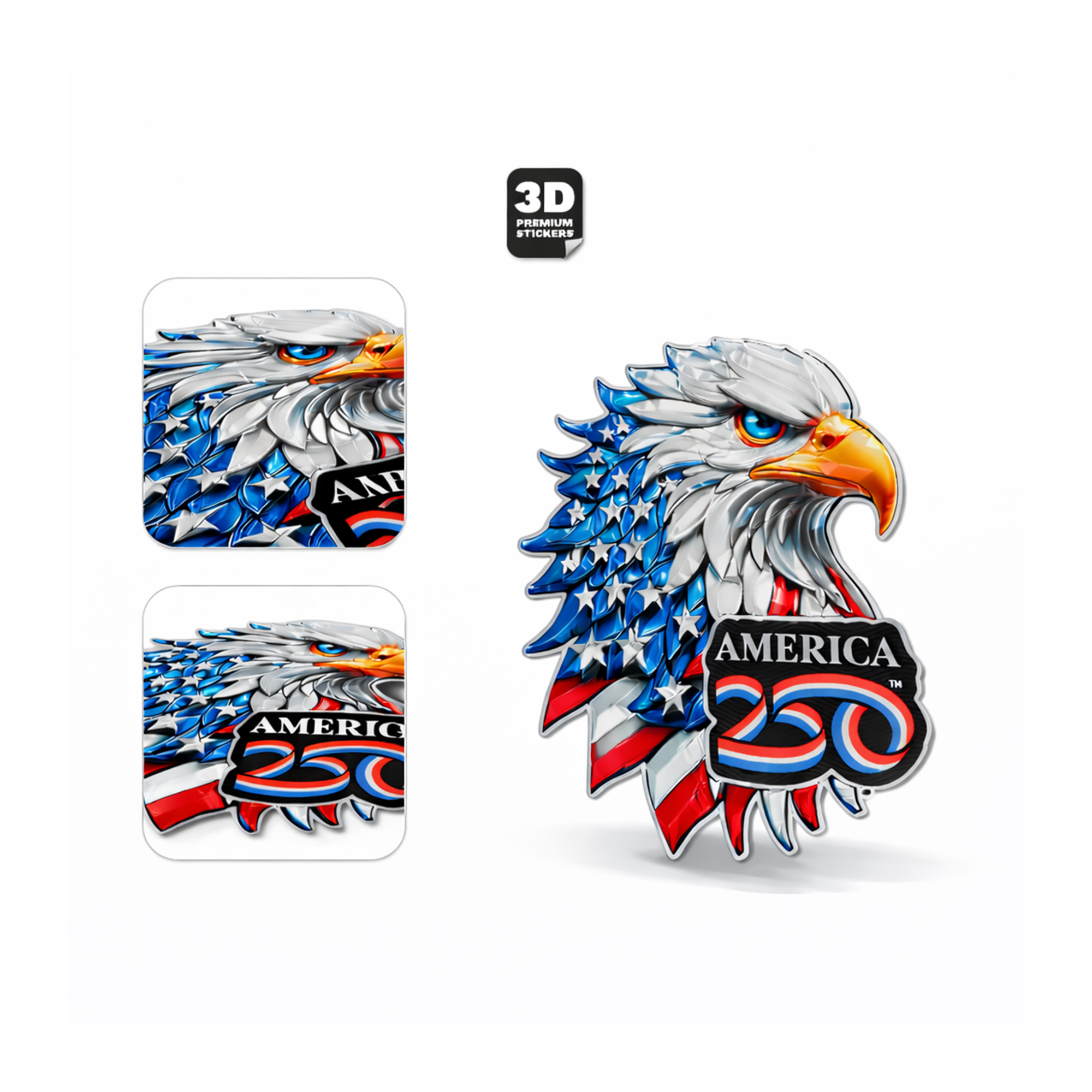 America250™ Bald Eagle 3D Sticker