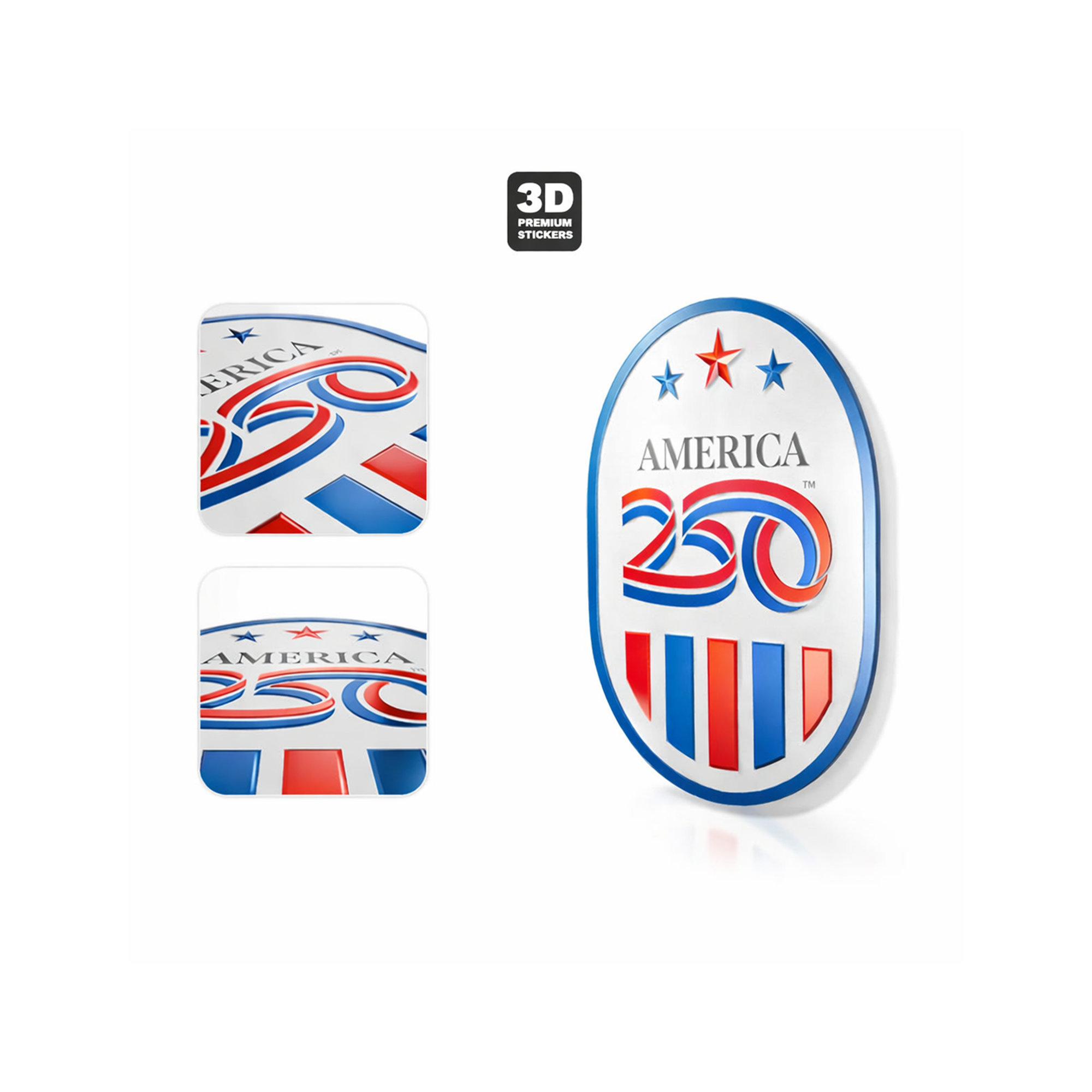 America250 Oval 3D Sticker