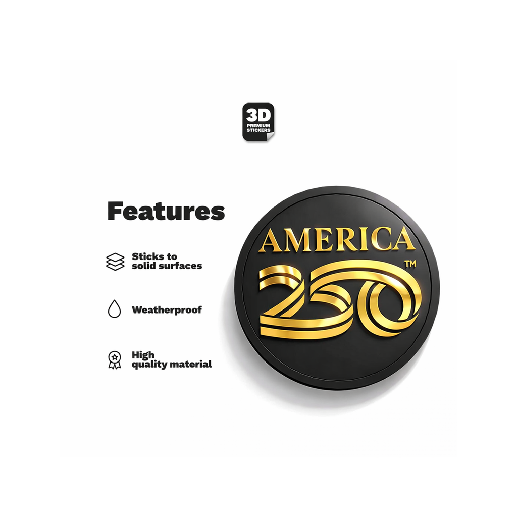 America250 Black and Gold 3D Sticker