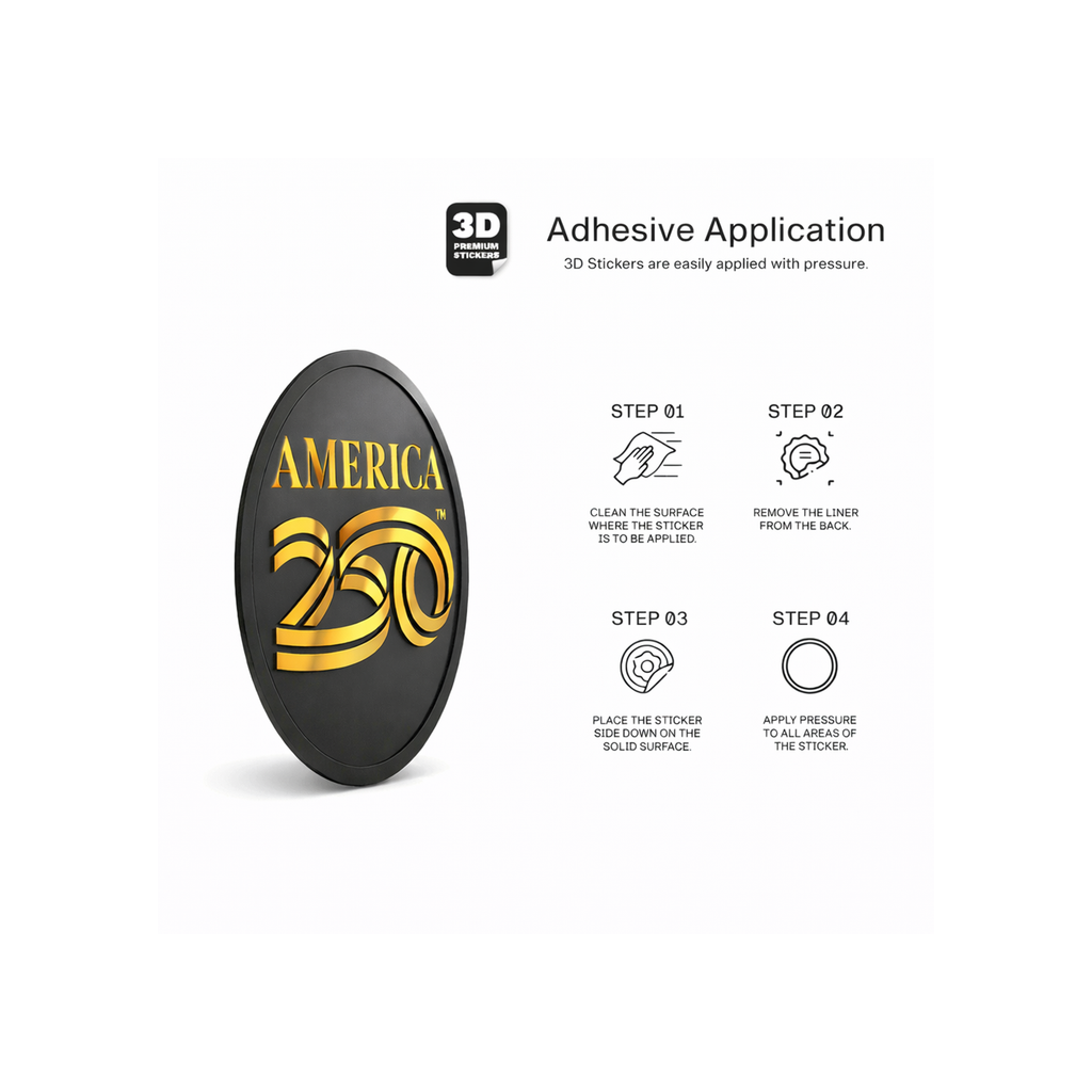 America250 Black and Gold 3D Sticker