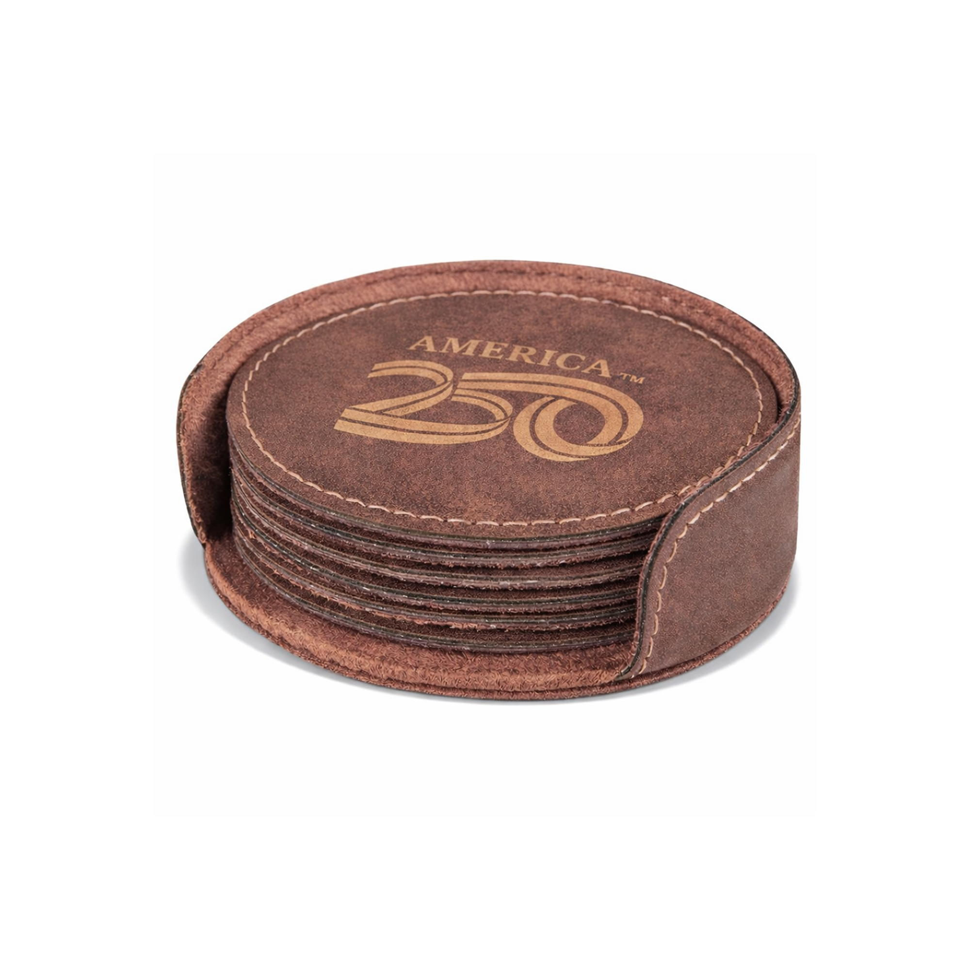 America250 Leather Coaster Set