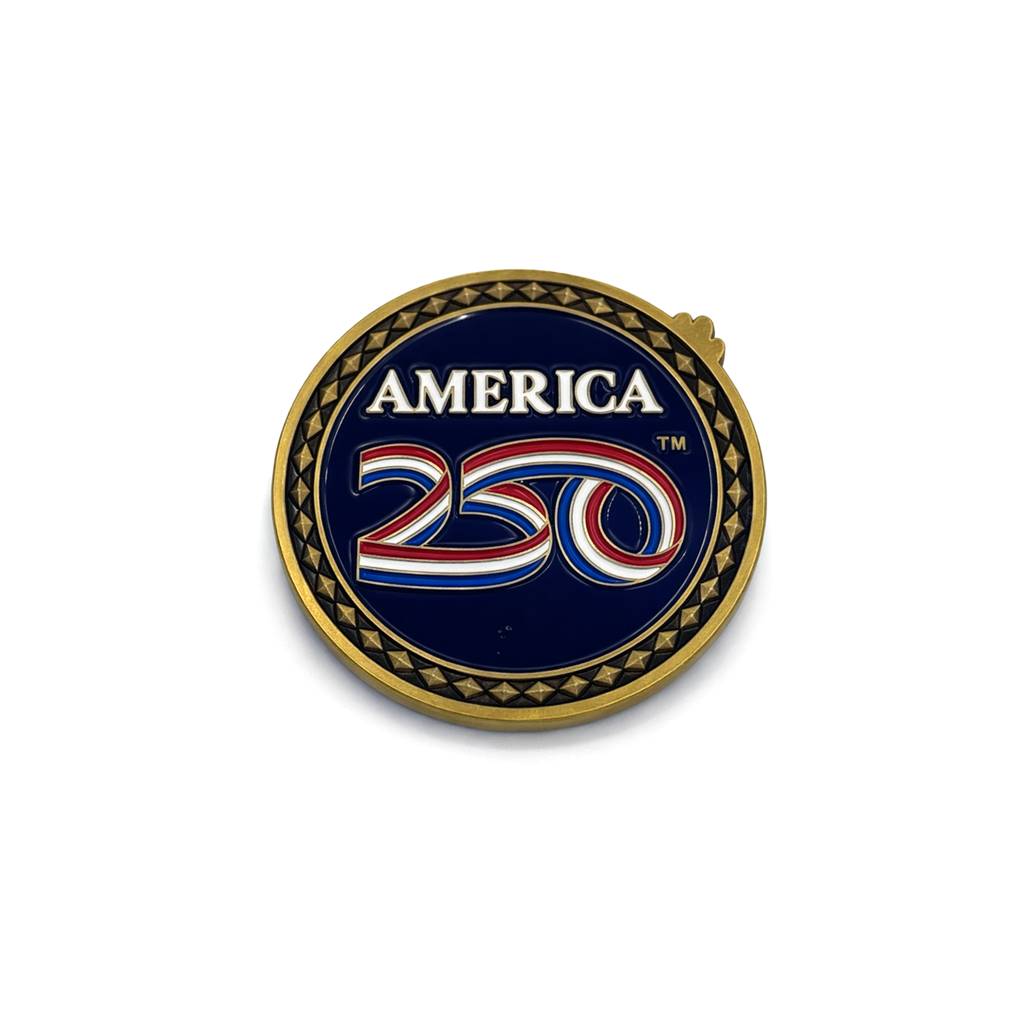 America250™ Brass Navy Diamond Edition Challenge Coin