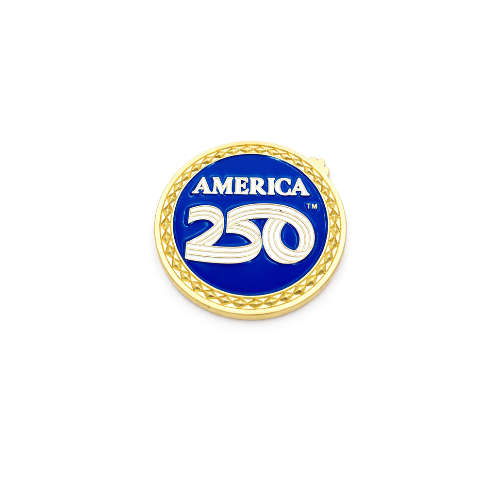 America250 Gold-Plated Blue Premium Coin with Diamonds