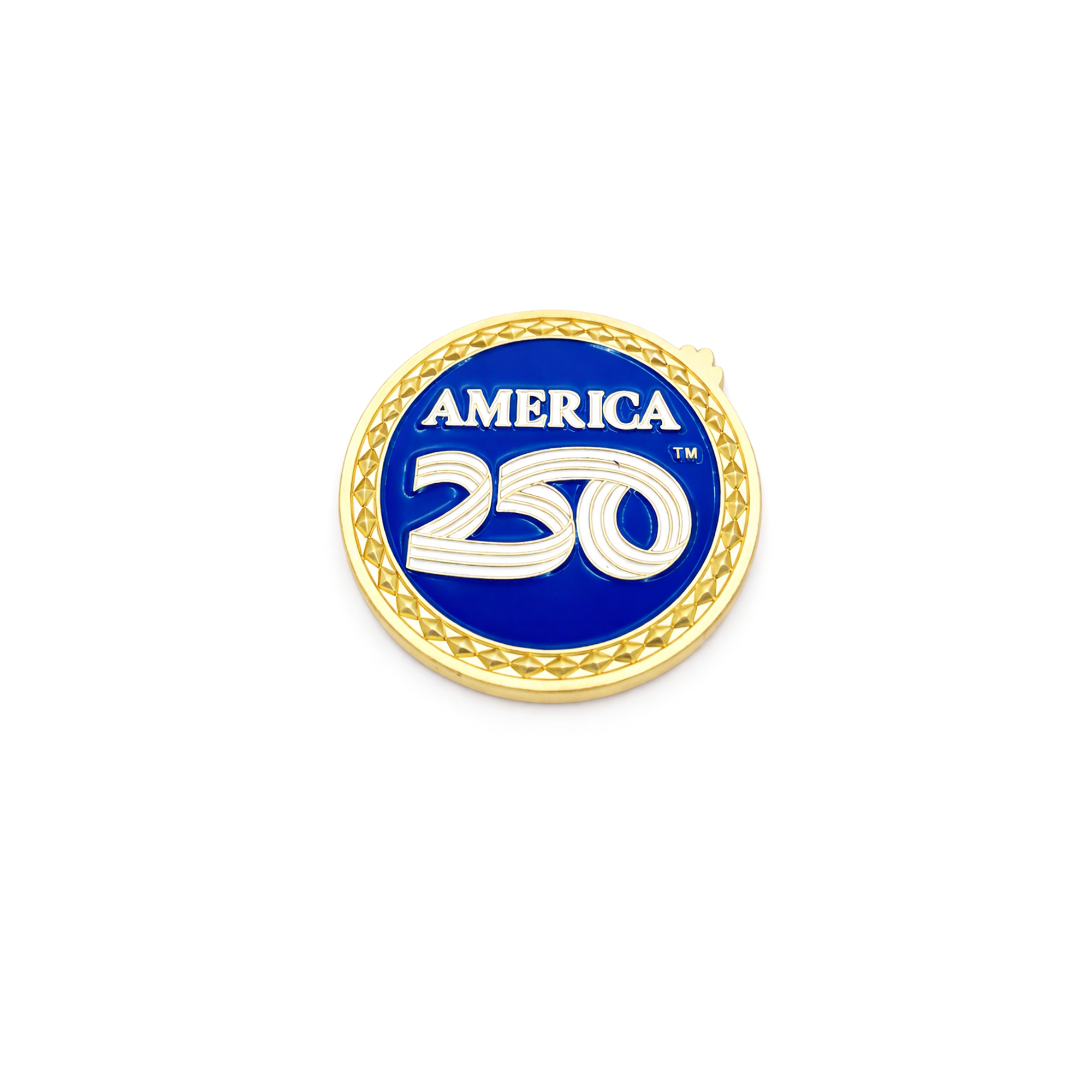 America250™ Gold-Plated Blue Premium Challenge Coins With Rubies, Sapphires, & Diamond