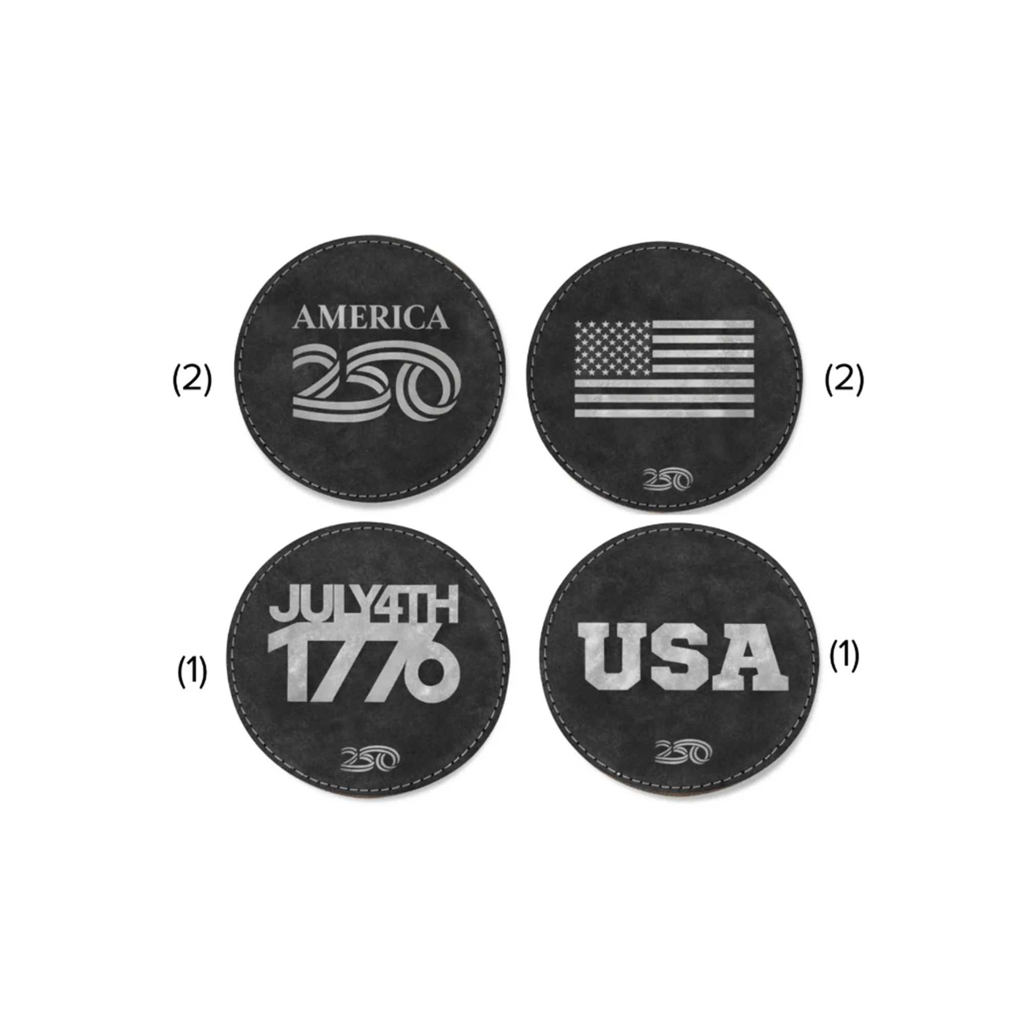 America250 Leather Coaster Set