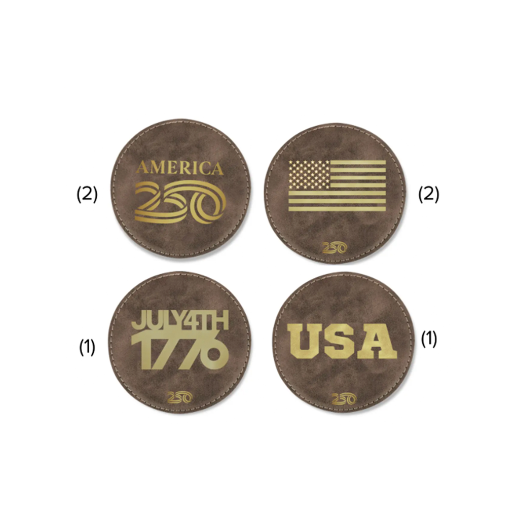 America250 Leather Coaster Set