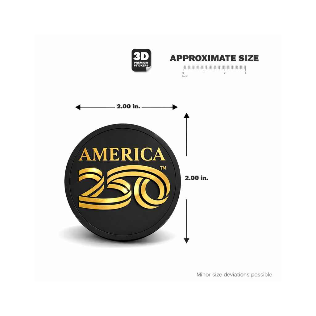 America250 Black and Gold 3D Sticker