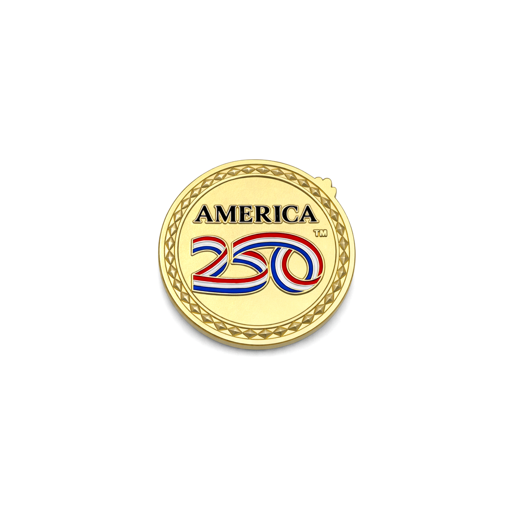 America250 Gold-Plated Premium Coin with Rubies, Sapphires, and Diamonds