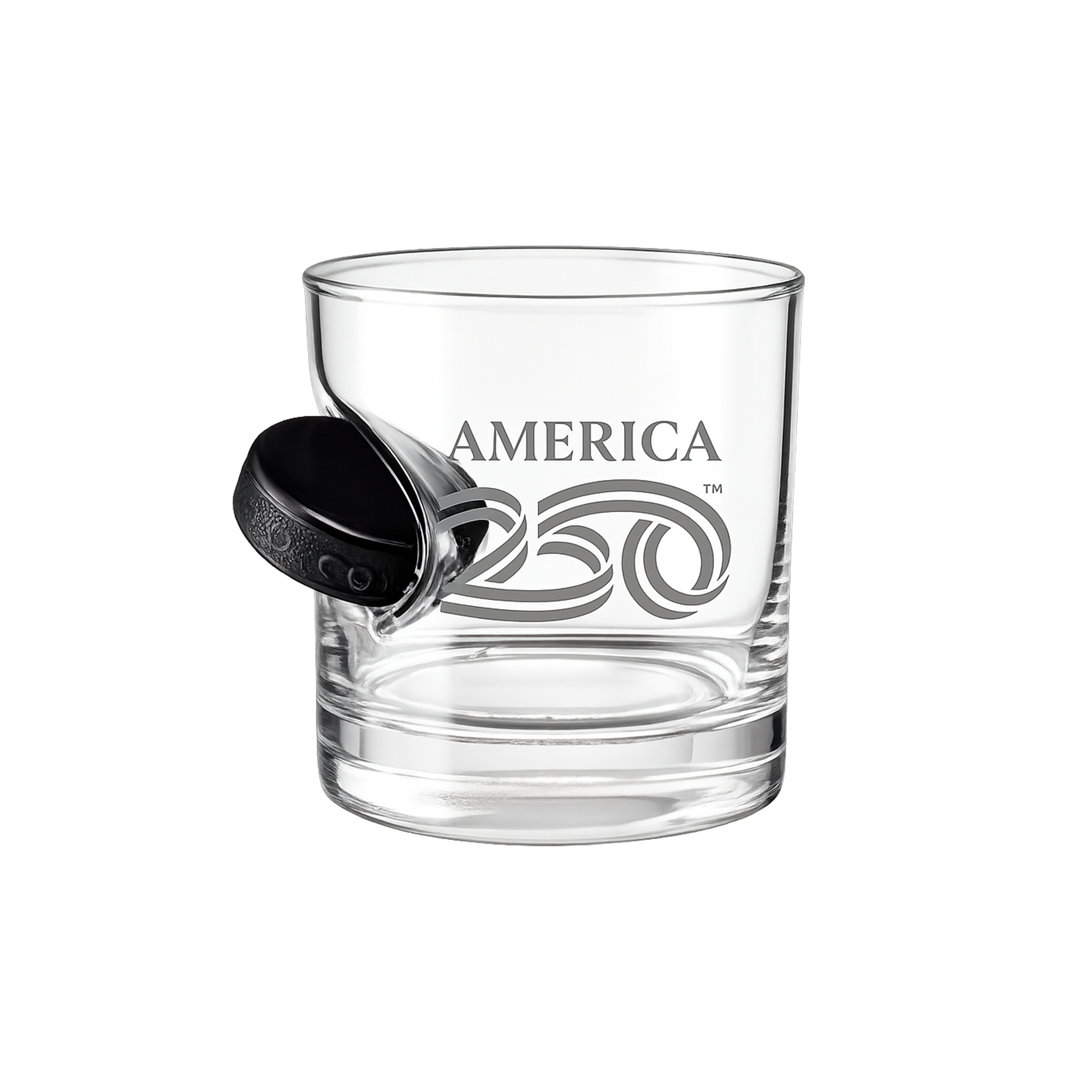 America250 Hockey Puck Rocks Glass