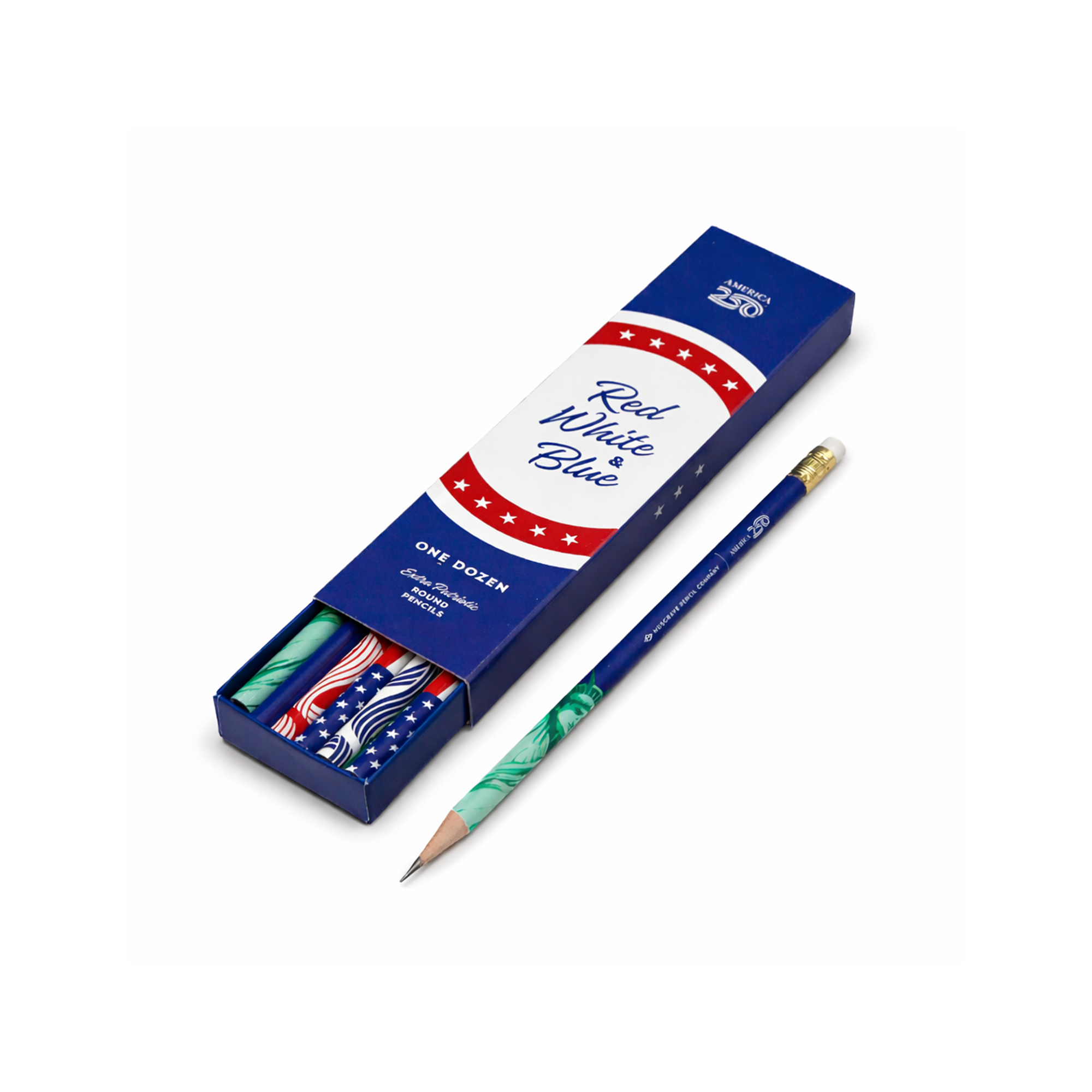 America250 Celebration Red, White & Blue Pencil Set (12-Pack)