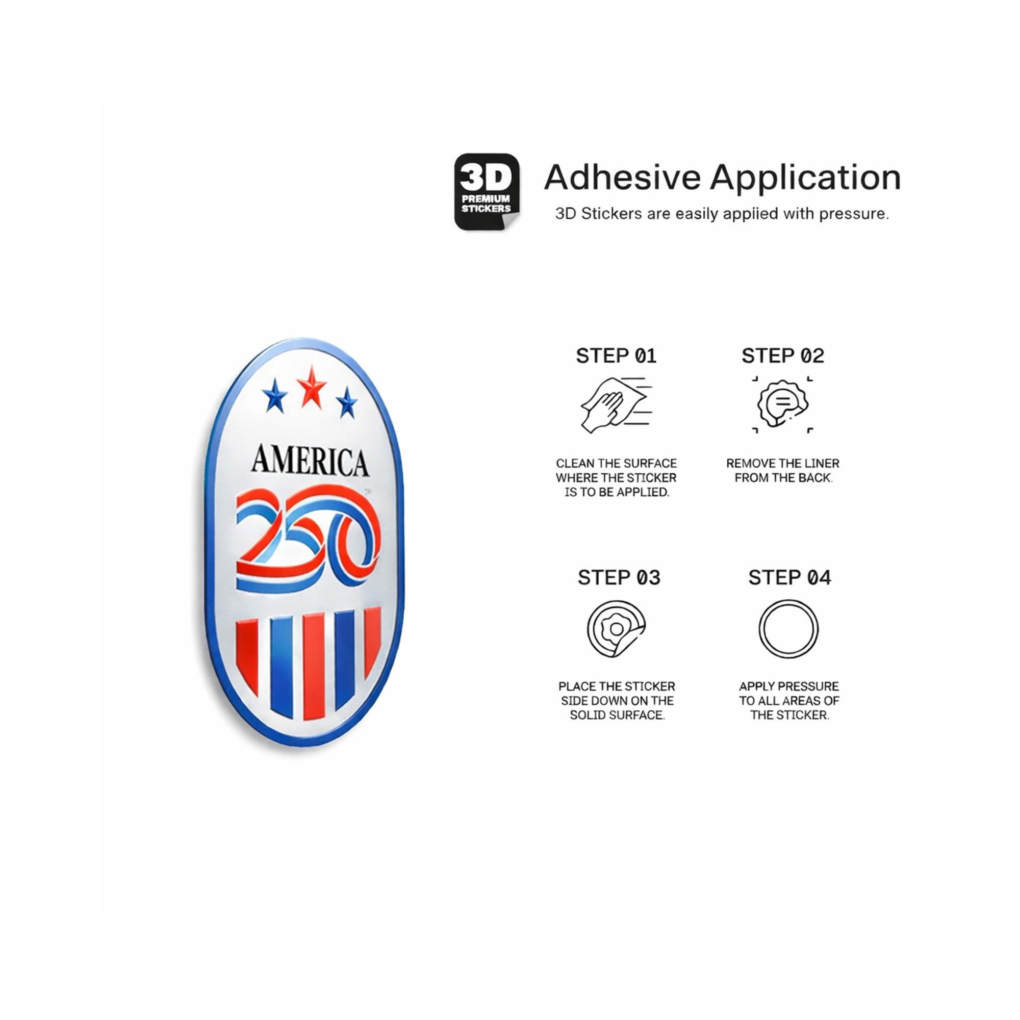 America250 Oval 3D Sticker