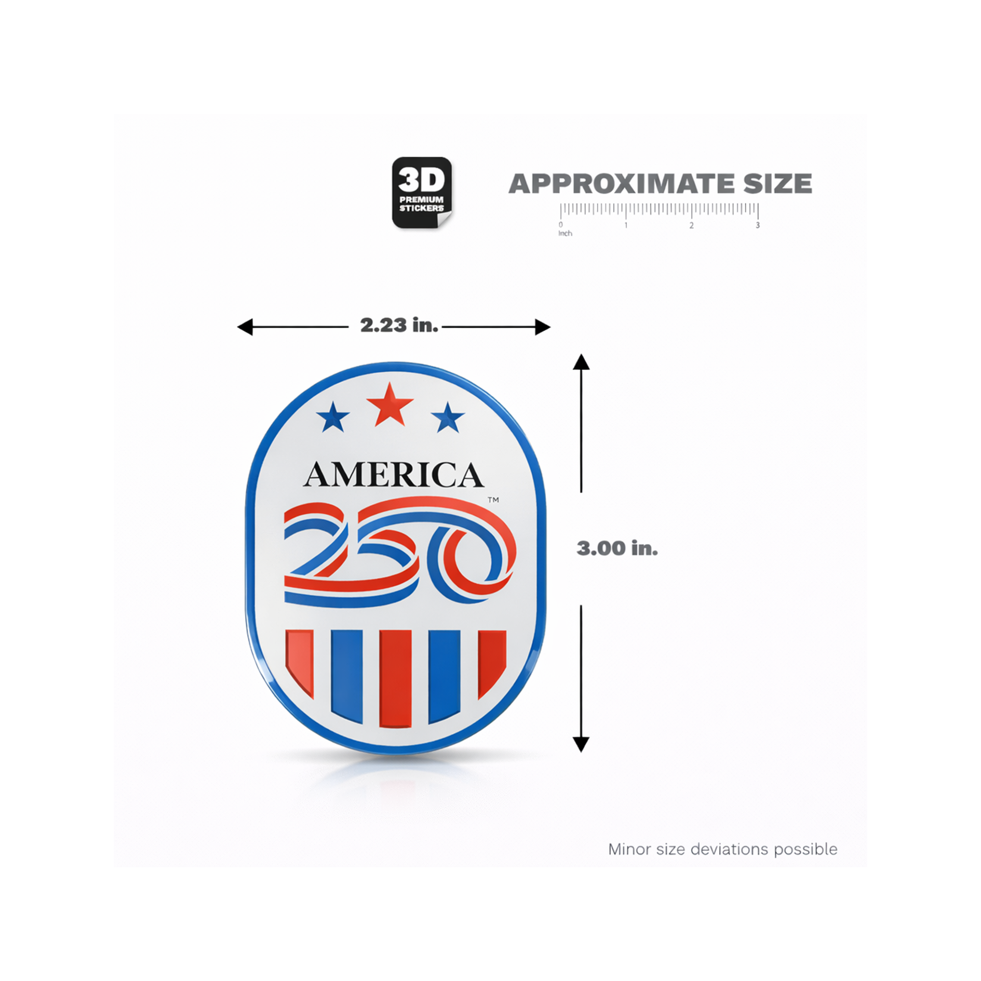 America250 Oval 3D Sticker