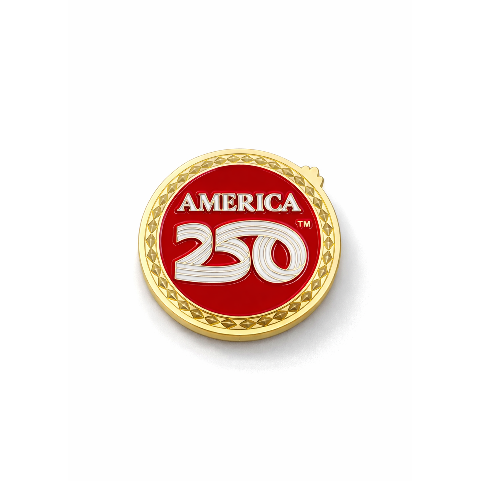 America250™ Gold Plated Red Challenge Coins With Rubies, Sapphires, & Diamond Box Set