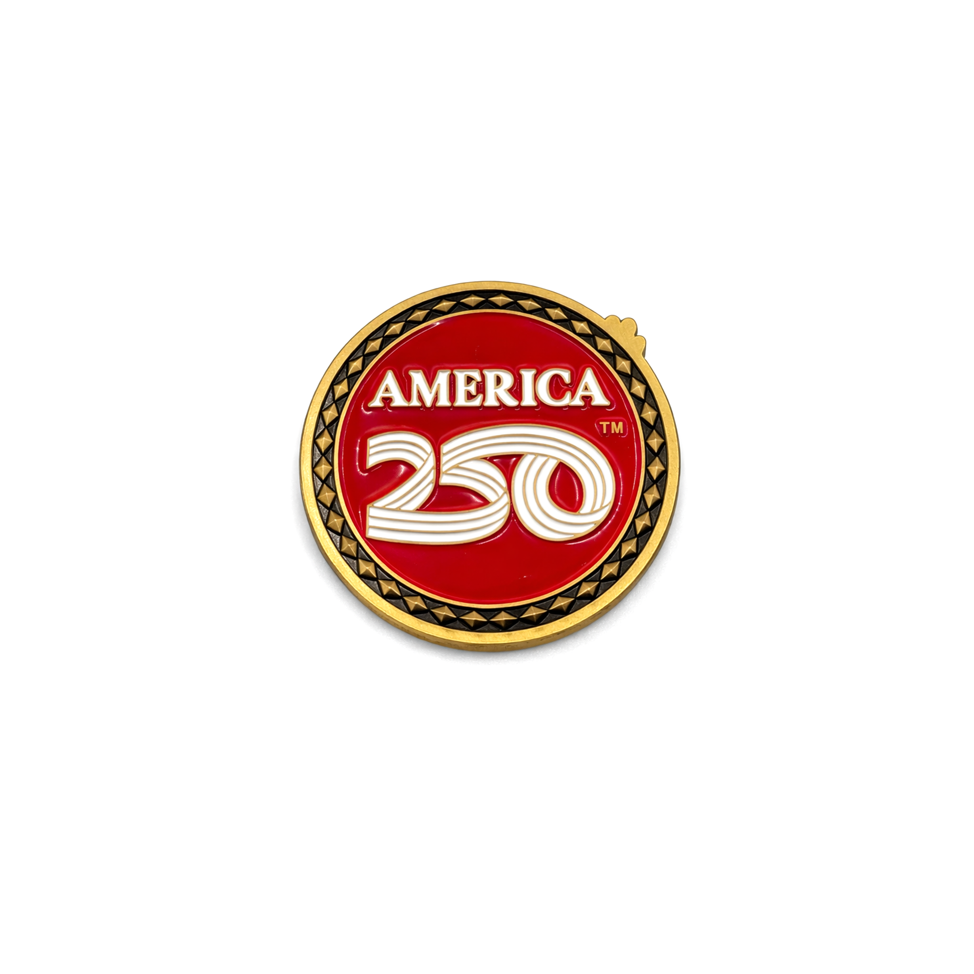 America250™ Brass Red Diamond Edition Challenge Coin
