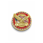America250 Gold Plated Red Challenge Coins With Rubies, Sapphires, & Diamond