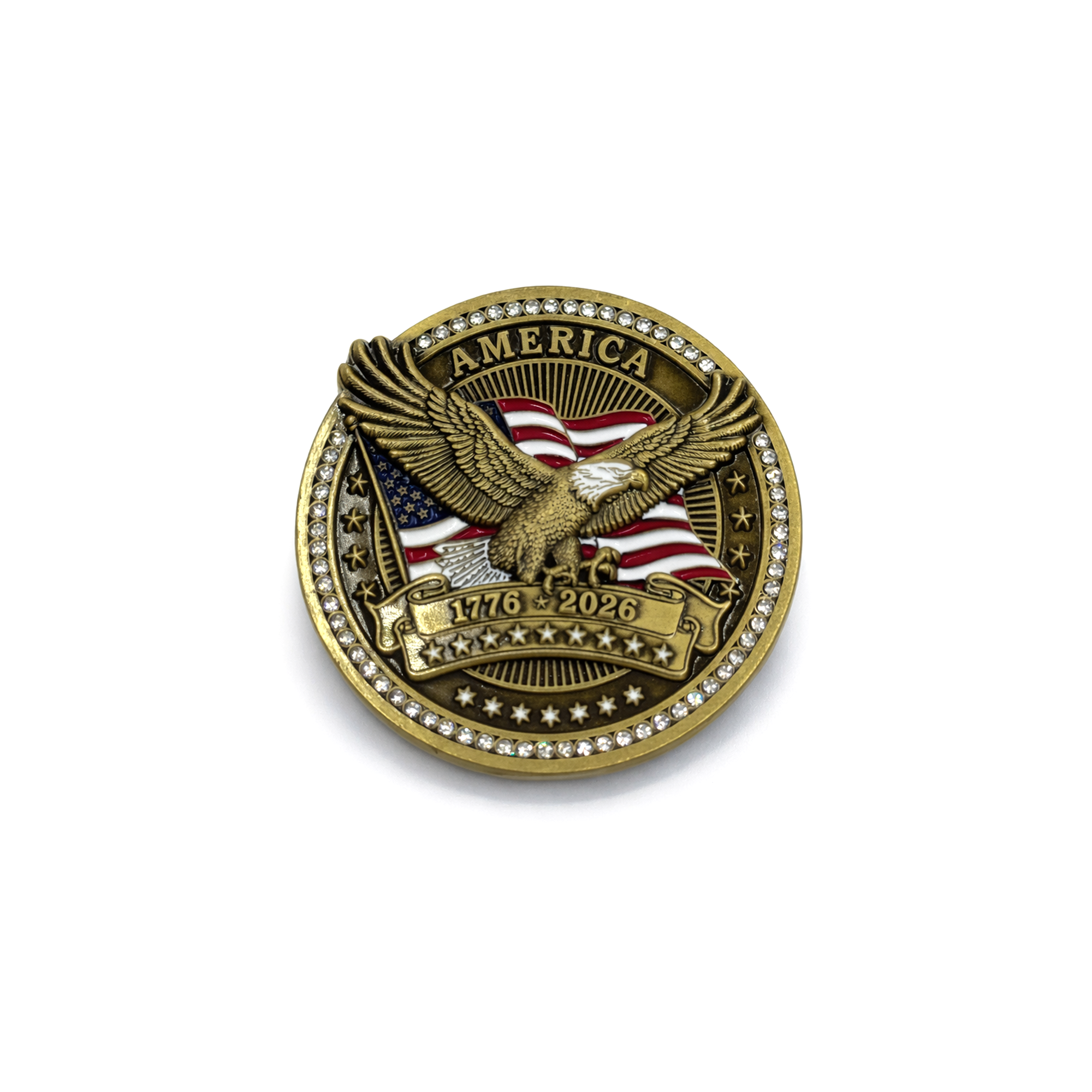 America250™ Brass Navy Diamond Edition Challenge Coin