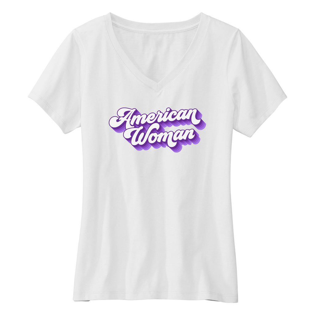 Womens Small White Short Sleeve V-neck Tee