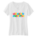 Womens Small White Short Sleeve V-neck Tee