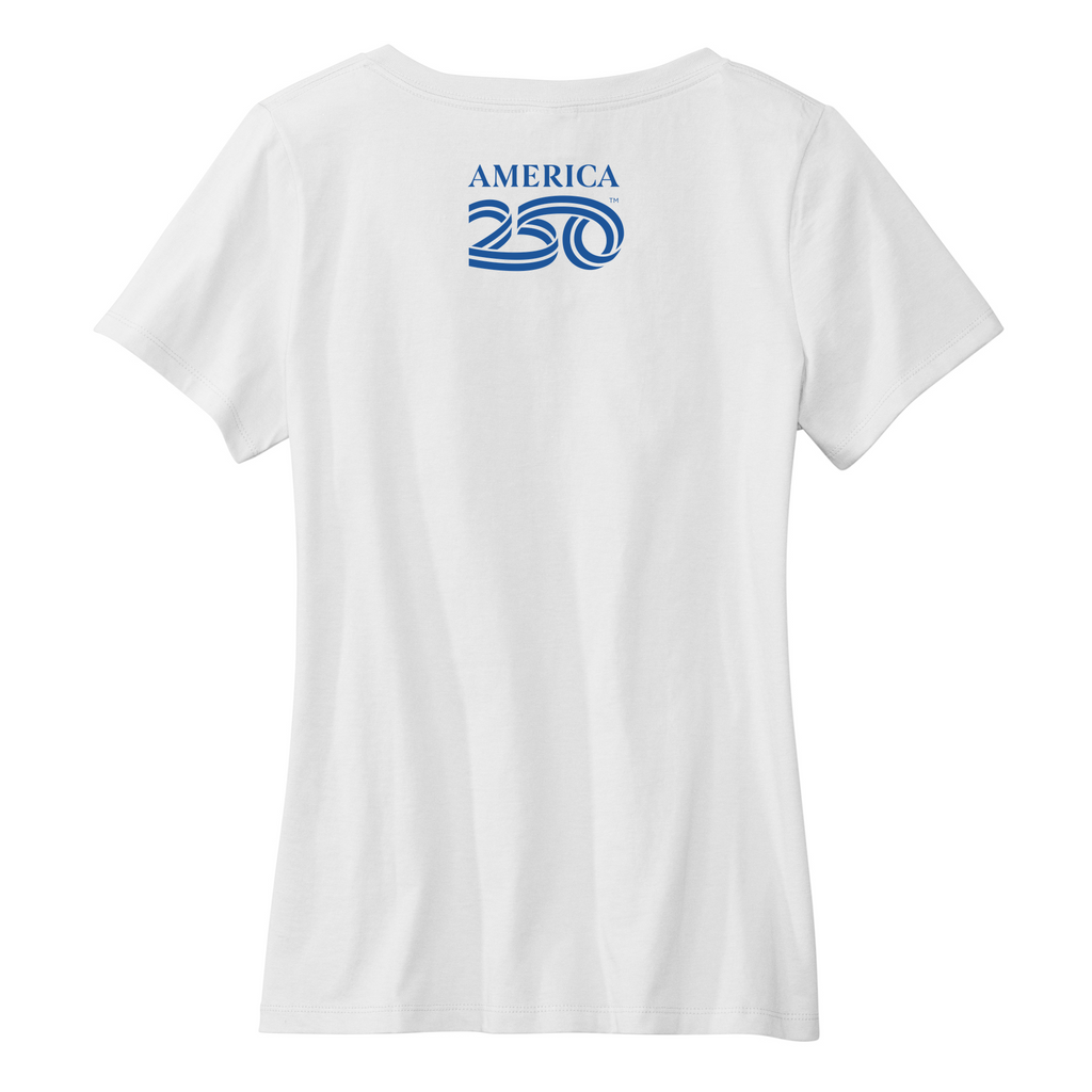 Womens Medium White Short Sleeve V-neck Tee