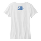 Womens Medium White Short Sleeve V-neck Tee