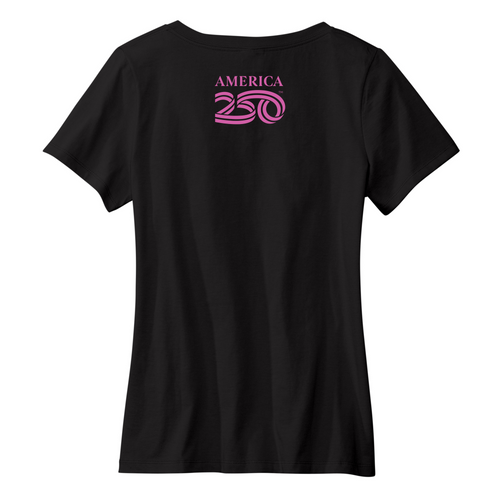 Womens Medium Black Short Sleeve V-neck Tee