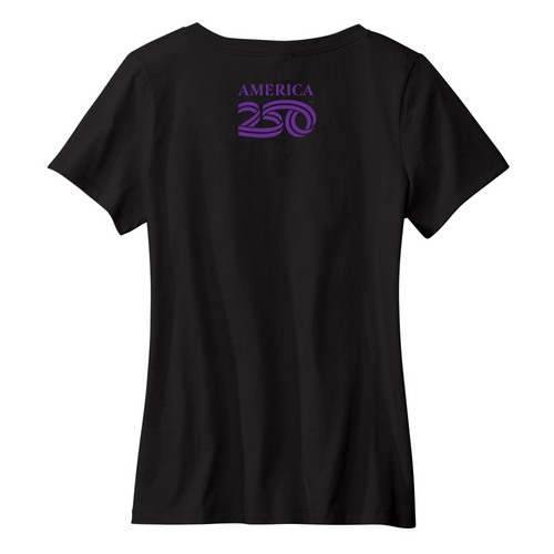 Womens Medium Black Short Sleeve V-neck Tee