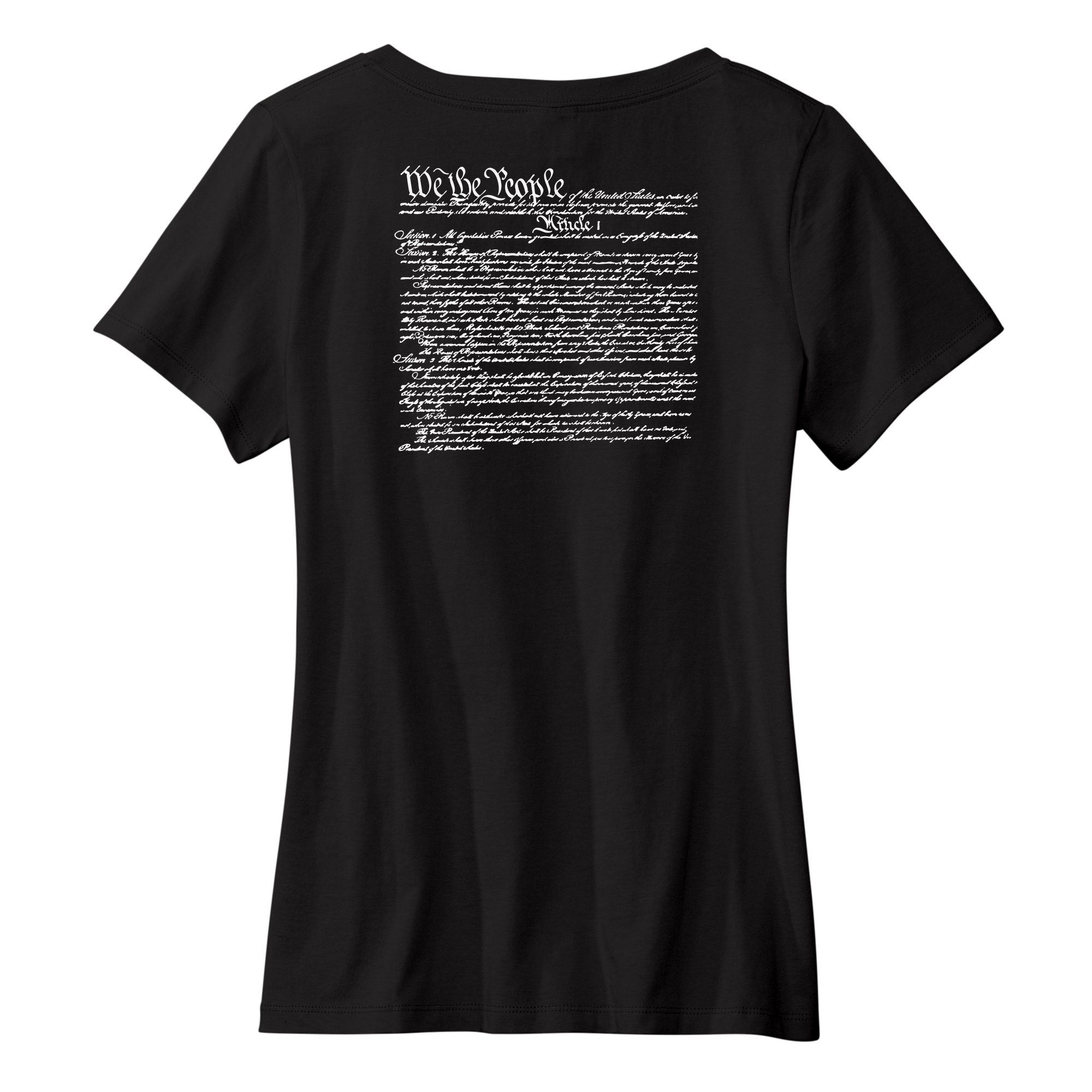 Womens Medium Black Short Sleeve V-neck Tee