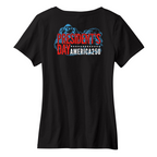 Womens Medium Black Short Sleeve V-neck Tee