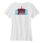 Womens Medium White Short Sleeve V-neck Tee