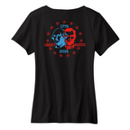 Womens Medium Black Short Sleeve V-neck Tee