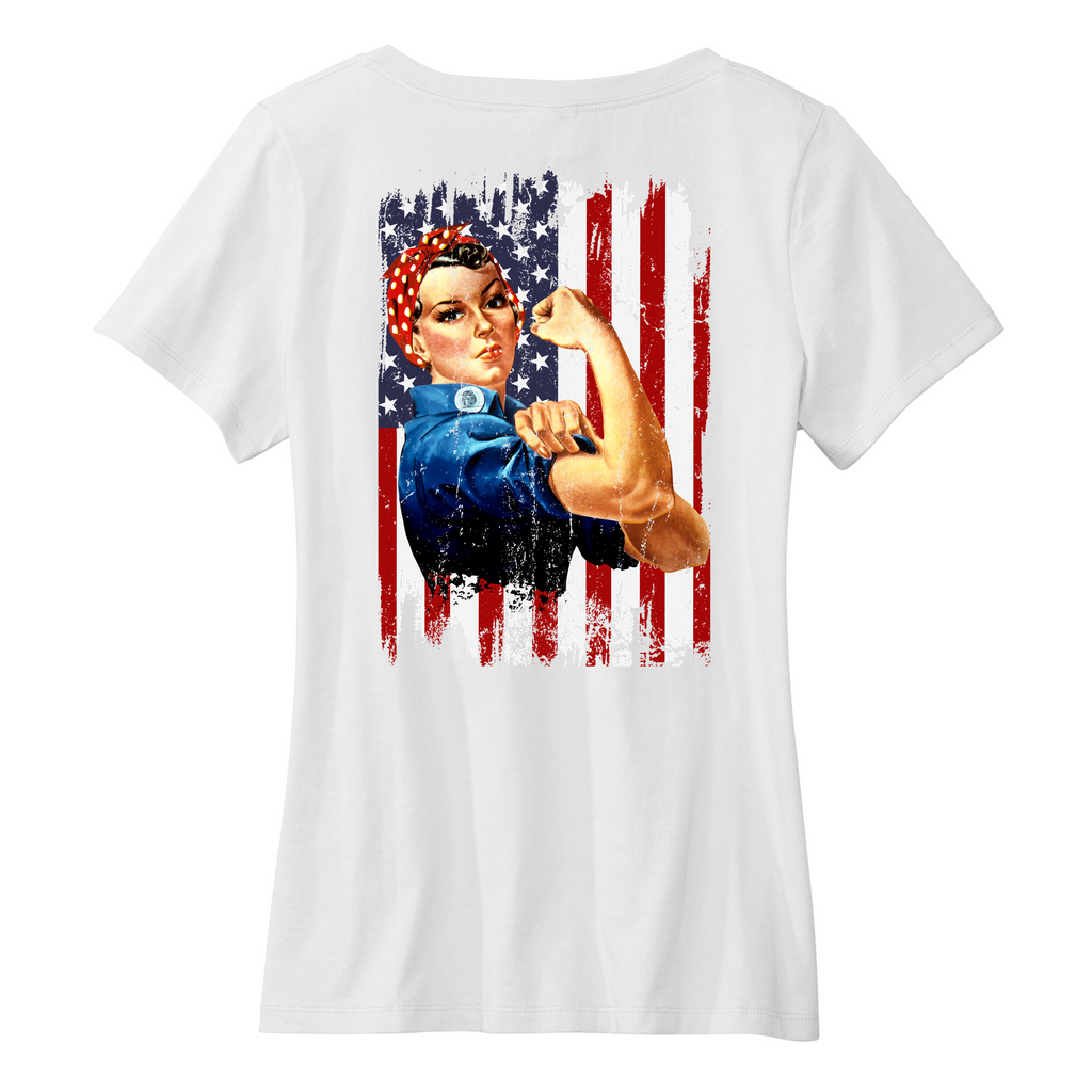 Womens Medium White Short Sleeve V-neck Tee