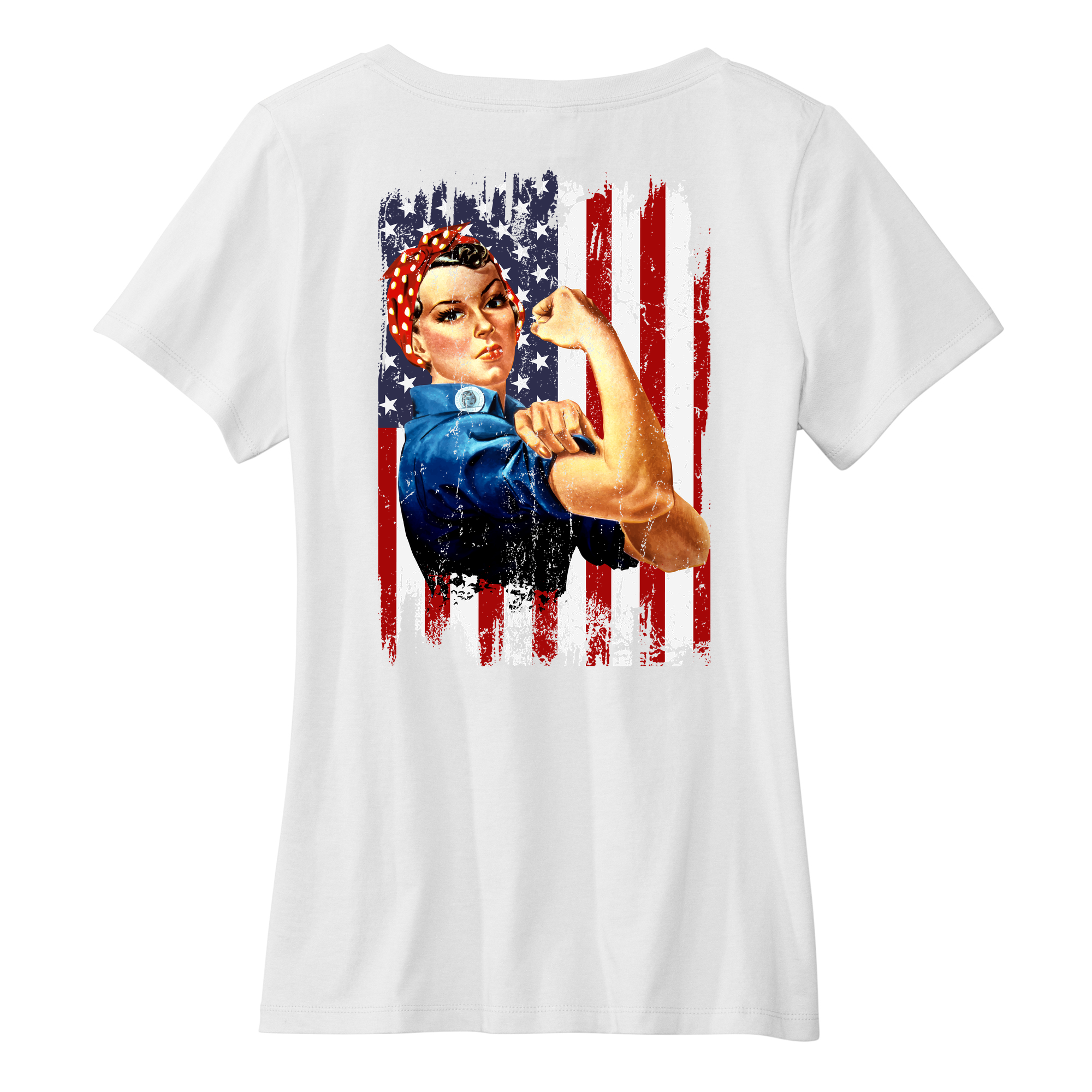 Womens Medium White Short Sleeve V-neck Tee