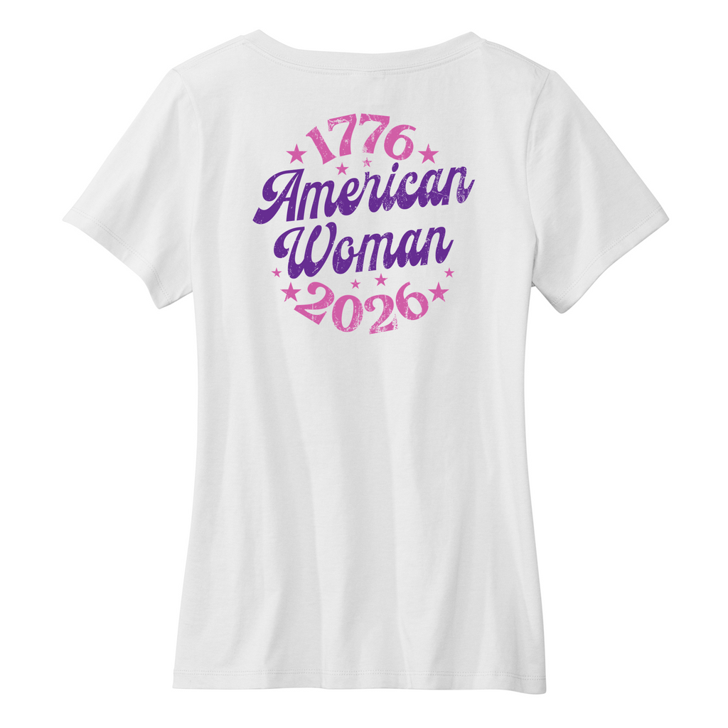 Womens Medium White Short Sleeve V-neck Tee