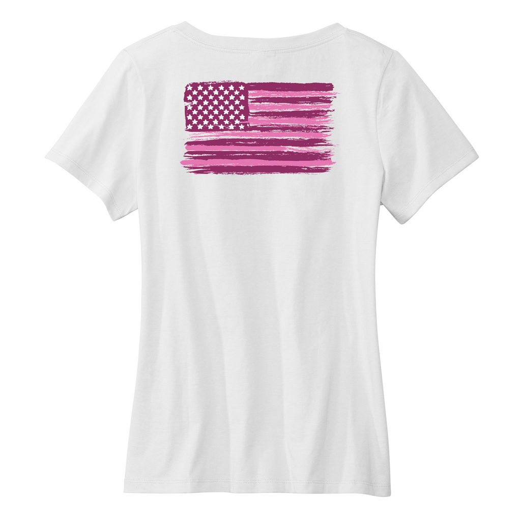 Womens Medium White Short Sleeve V-neck Tee