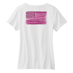 Womens Medium White Short Sleeve V-neck Tee