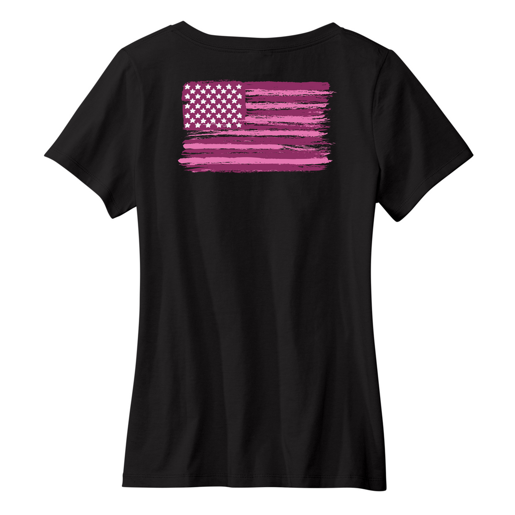 Womens Medium Black Short Sleeve V-neck Tee