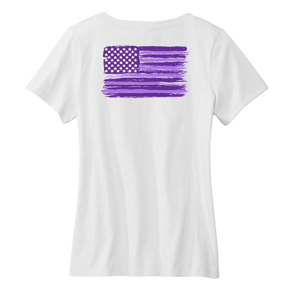 Womens Medium White Short Sleeve V-neck Tee