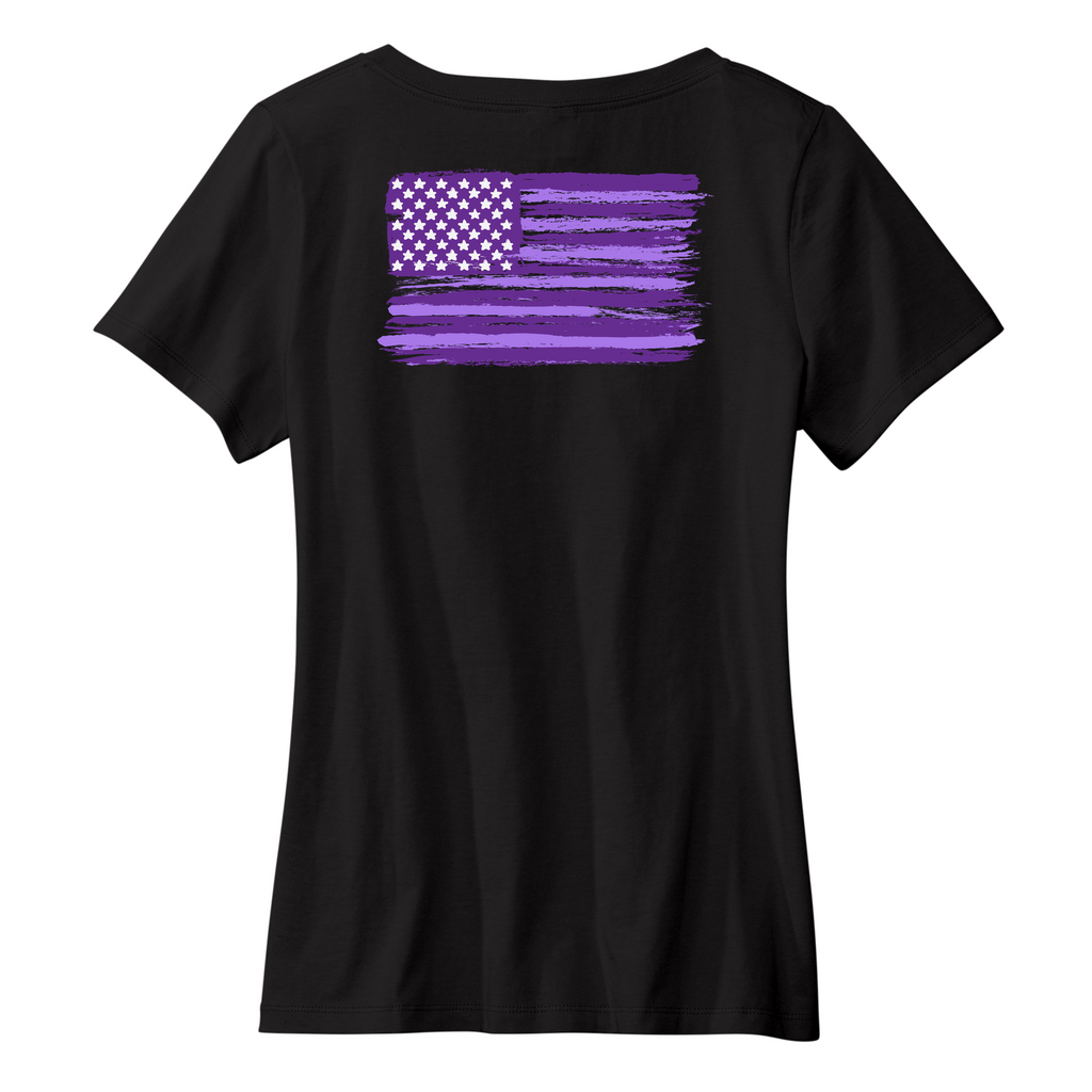 Womens Medium Black Short Sleeve V-neck Tee