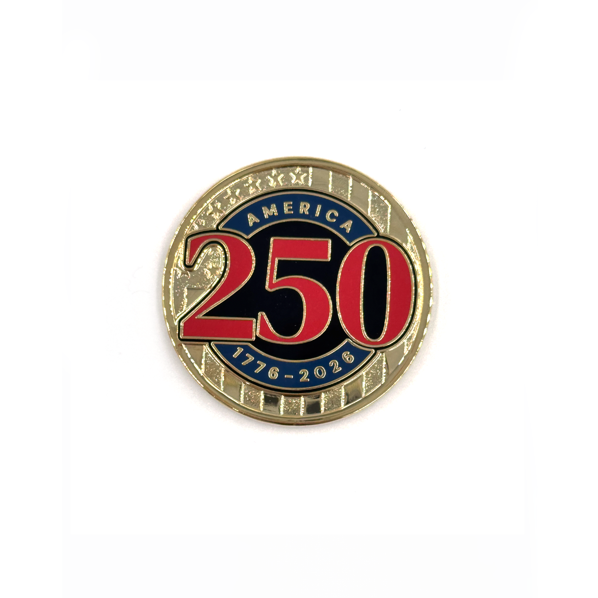Official America250 Gold Plated Challenge Coin