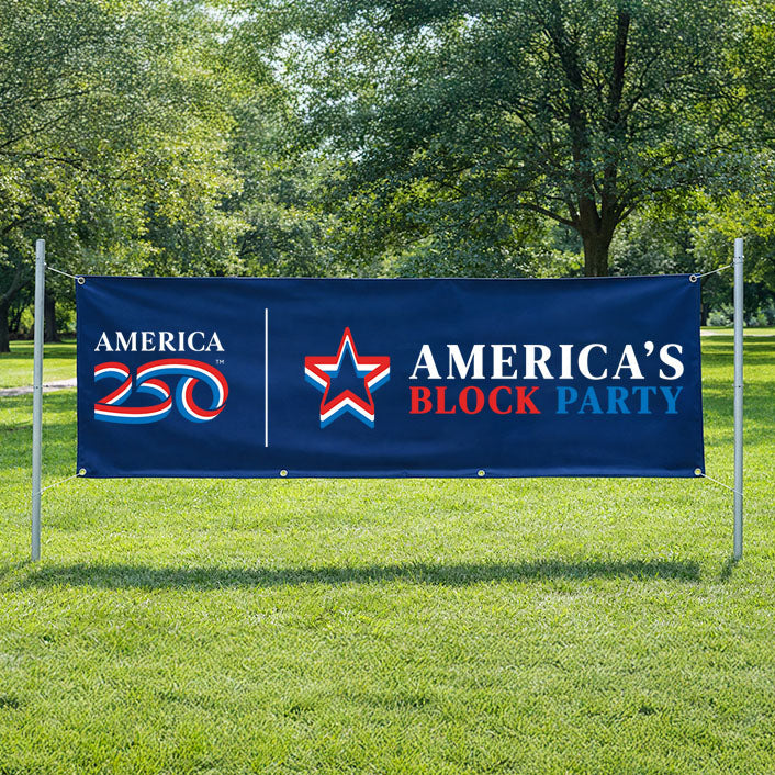 America's Block Party Vinyl Banner - 3'x8'