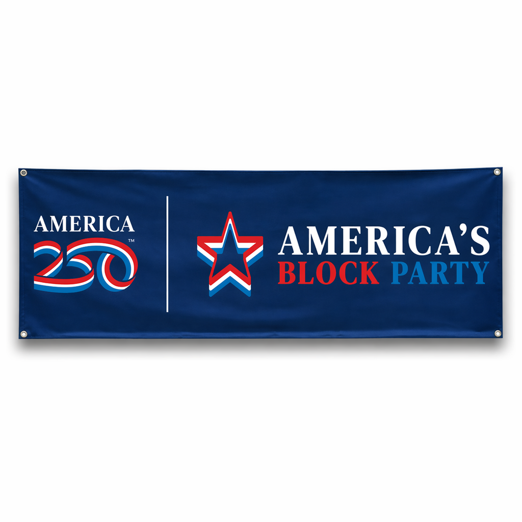 America's Block Party Vinyl Banner - 3'x8'