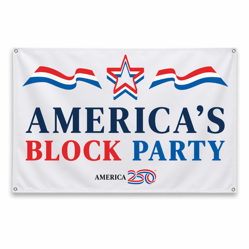 America250 America's Block Party Vinyl Banner - 2'x3'