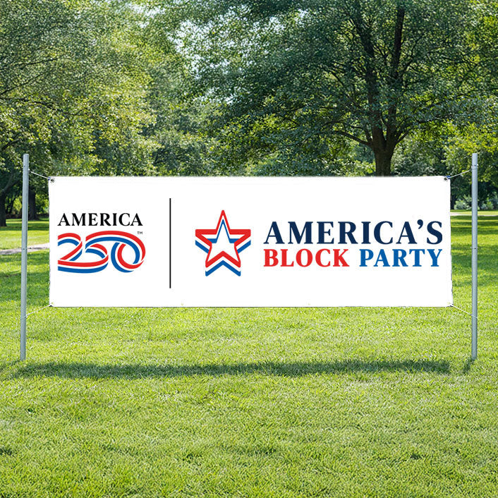 America's Block Party Vinyl Banner - 3'x8'